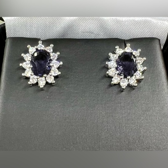 NIB S925 Stamped Silver Amethyst & Zircon Earrings - Picture 8 of 12